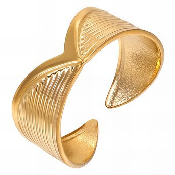 18K gold plated Stainless steel  "Letter "V"" finger ring, Intensity