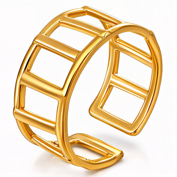 Ring, 18K Gold Plated Steel