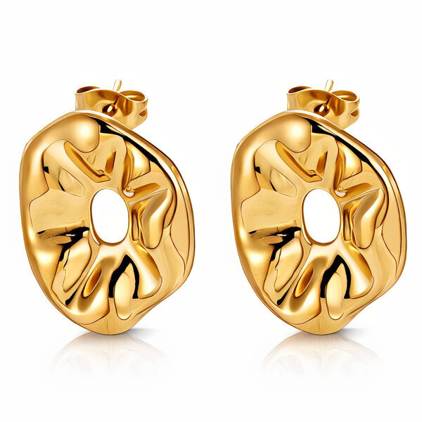 "Flowers" Earrings, 18K Gold Plated Steel