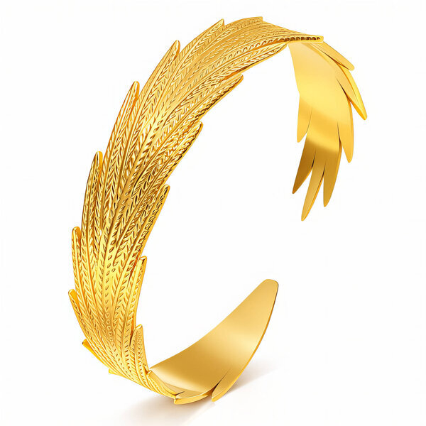 "Leaf" Bracelet, 18K Gold Plated Steel