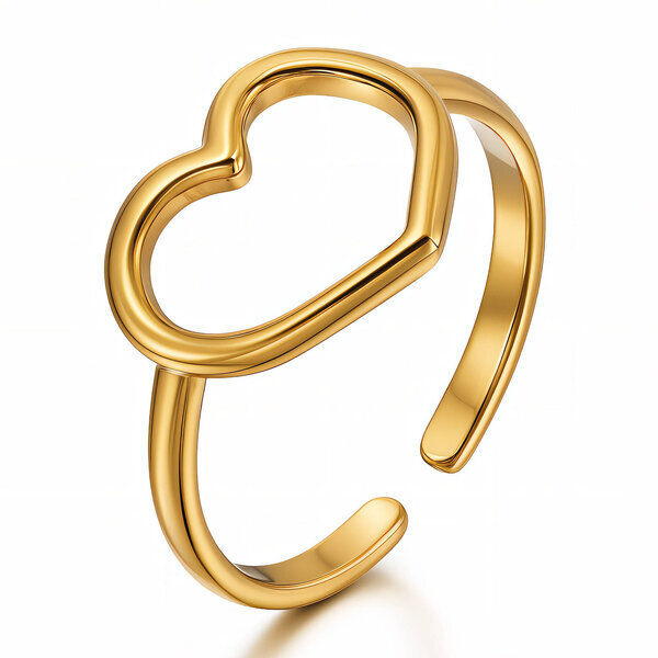 "Heart" Ring, 18K Gold Plated Steel