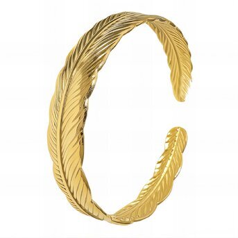 18K gold plated Stainless steel  "Feather" bracelet, Intensity