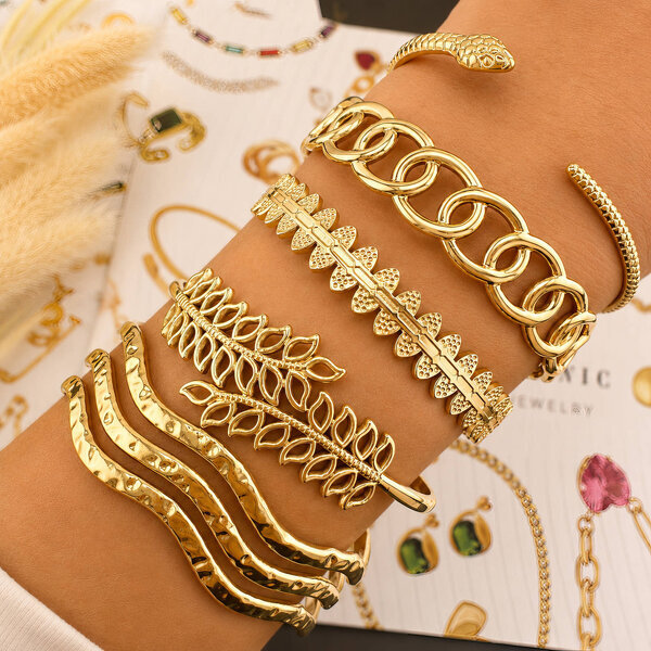 Bracelet, 18K Gold Plated Steel