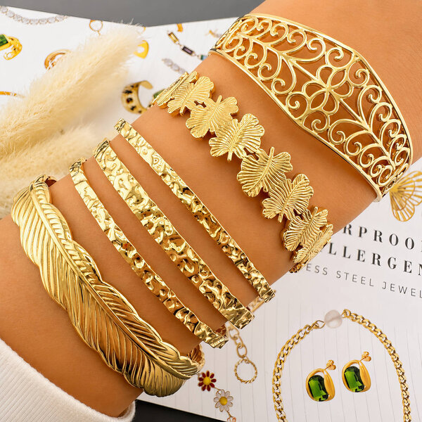 Bracelet, 18K Gold Plated Steel