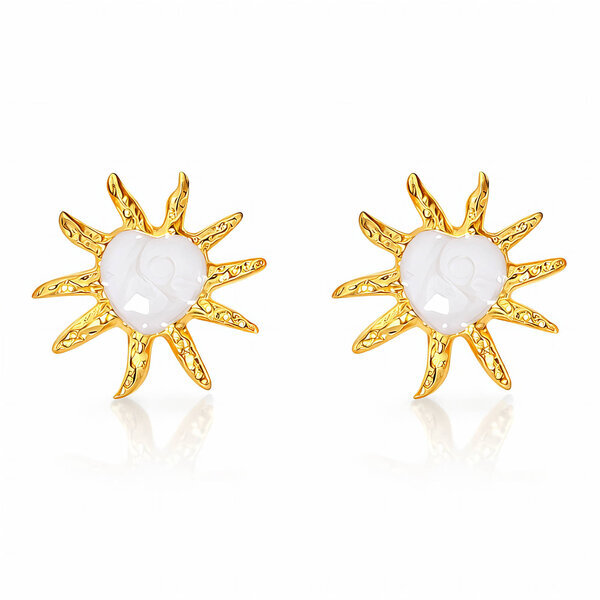 "Sun" Earrings, 18K Gold Plated Steel