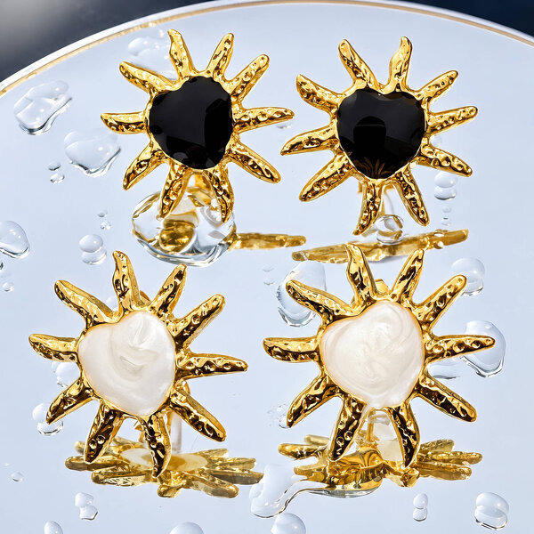 "Sun" Earrings, 18K Gold Plated Steel