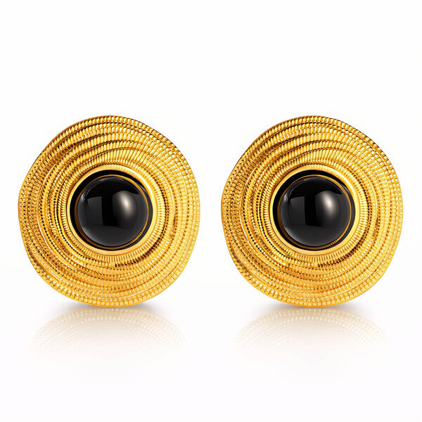 Earrings, 18K Gold Plated Steel