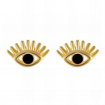 18K gold plated Stainless steel  "Evil Eyes" earrings, Intensity