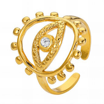 18K gold plated Stainless steel  "Evil Eye" finger ring, Intensity