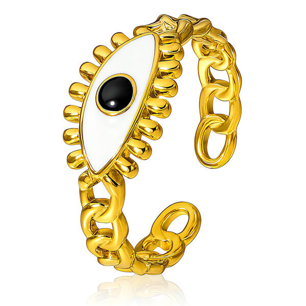 "Evil Eye" Ring, 18K Gold Plated Steel