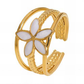 18K gold plated Stainless steel  "Flower" finger ring, Intensity