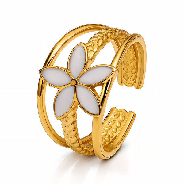 "Flower" Ring, 18K Gold Plated Steel