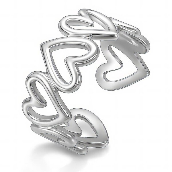 "Hearts" Ring, Stainless Steel