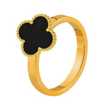 18K gold plated Stainless steel  "Four-leaf clover" finger ring, Intensity