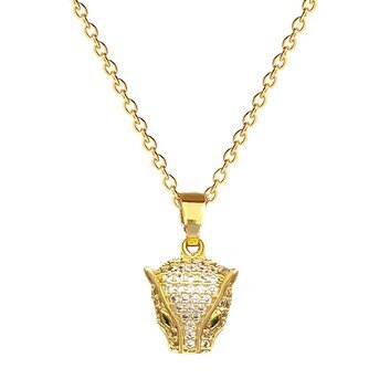18K gold plated  "Leopard head" necklace, Intensity
