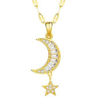 18K gold plated  "moon and star" necklace, Intensity