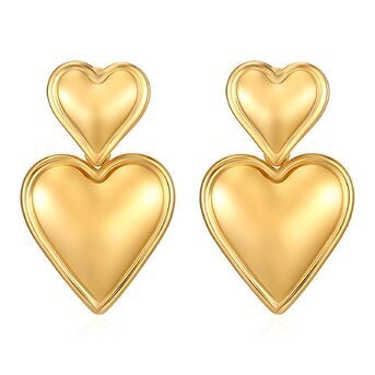 18K gold plated Stainless steel  "heart" earrings, Intensity
