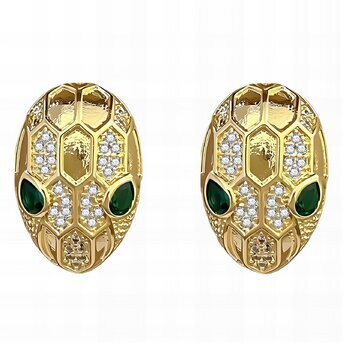 18K gold plated Brass  "Snake Head" earrings, Intensity