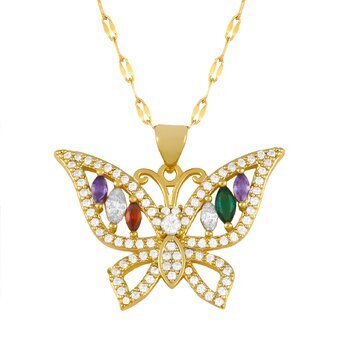 18K gold plated  "Butterflies" necklace, Intensity