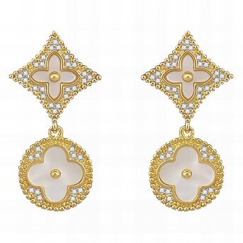 18K gold plated Brass  "Four-leaf clover" earrings, Intensity