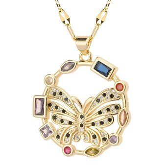 18K gold plated  "Butterflies" necklace, Intensity