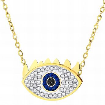 18K gold plated Stainless steel  "Evil Eyes" necklace, Intensity