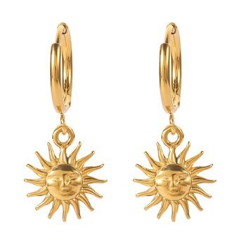 18K gold plated Stainless steel  "The sun" earrings, Intensity