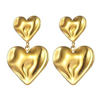 18K gold plated Stainless steel  "Hearts" earrings, Intensity