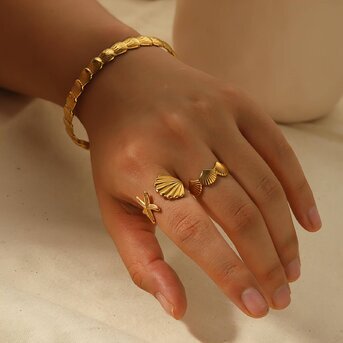 18K gold plated  "Sea" finger ring, Intensity