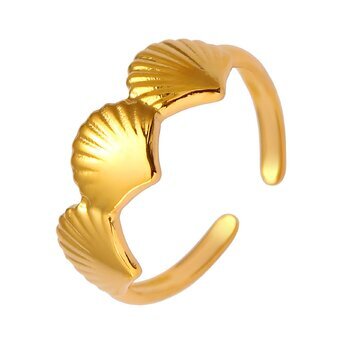 18K gold plated Stainless steel  "Seashells" finger ring, Intensity