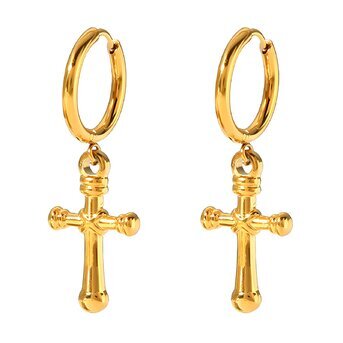 18K gold plated Stainless steel  "Crosses" earrings, Intensity