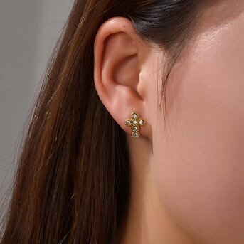 18K gold plated Stainless steel  "Crosses" earrings, Intensity