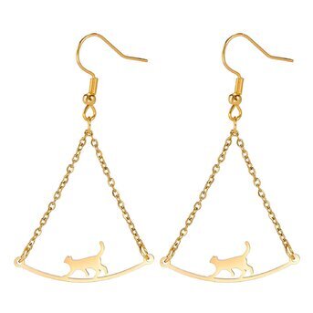 18K gold plated Stainless steel  "cats" earrings, Intensity
