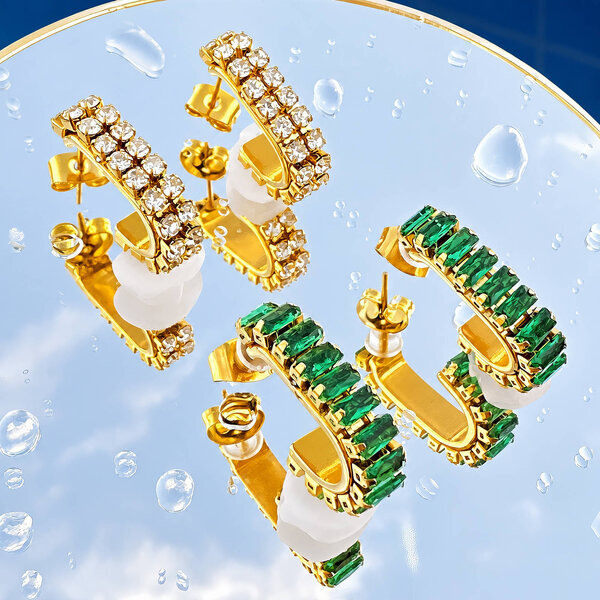 Earrings, 18K Gold Plated Steel