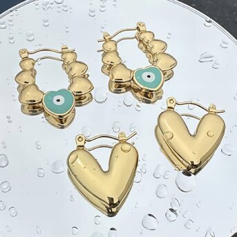 18K gold plated Stainless steel  "Hearts" earrings, Intensity