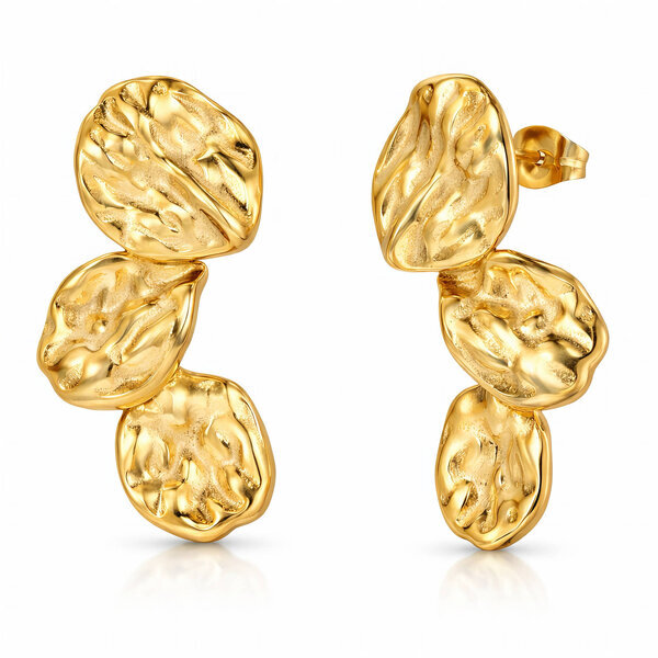Earrings, 18K Gold Plated Steel