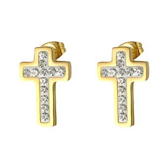 18K gold plated Stainless steel  "Crosses" earrings, Intensity