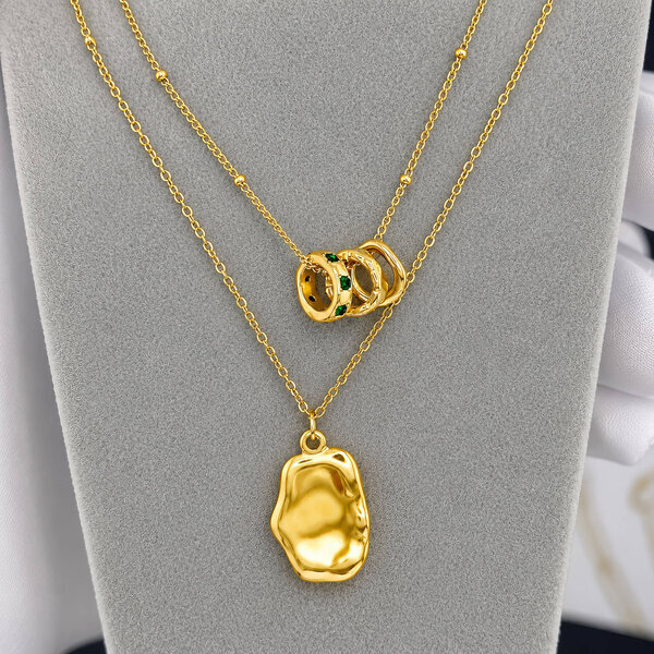 Necklace, 18K Gold Plated Steel