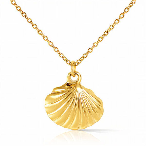 "Seashell" Necklace, 18K Gold Plated Steel