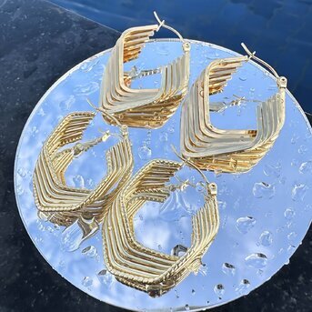 18K gold plated Stainless steel earrings, Intensity