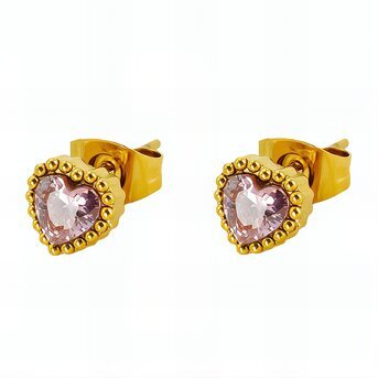 18K gold plated Stainless steel  "Hearts" earrings, Intensity