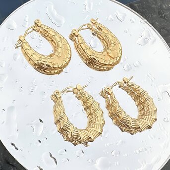 18K gold plated Stainless steel earrings, Intensity