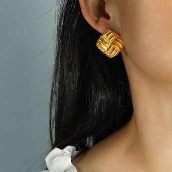 18K gold plated Stainless steel earrings, Intensity