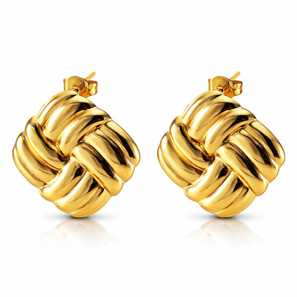 Earrings, 18K Gold Plated Steel