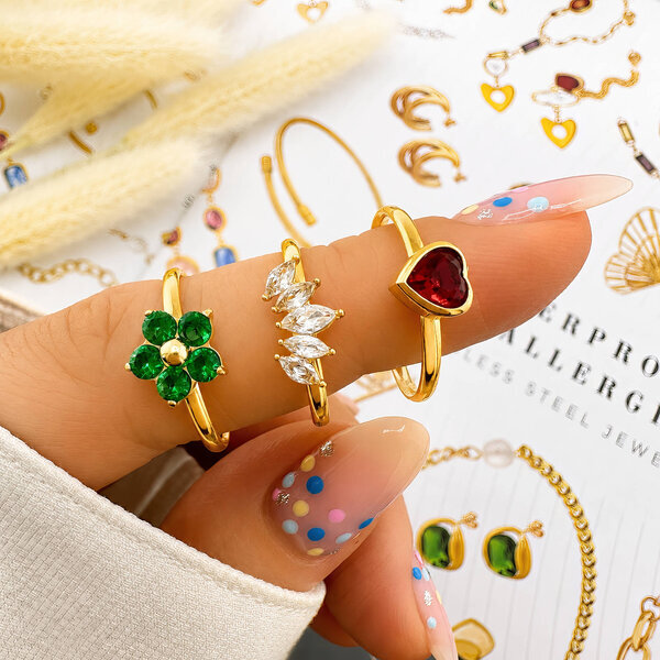 "Heart" Ring, 18K Gold Plated Steel
