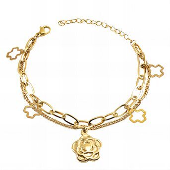 18K gold plated Stainless steel  "Flowers" bracelet, Intensity