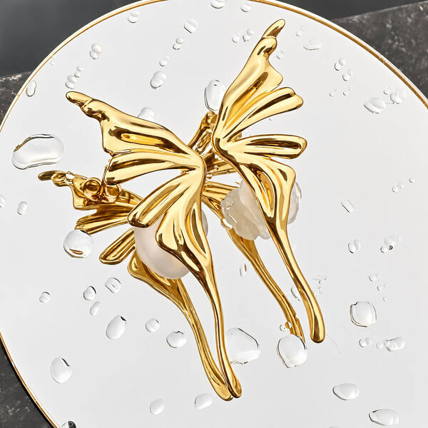 Earrings, 18K Gold Plated Steel