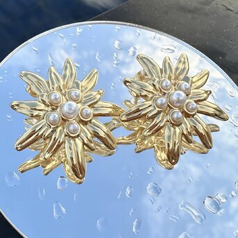 18K gold plated Stainless steel  "Flowers" earrings, Intensity