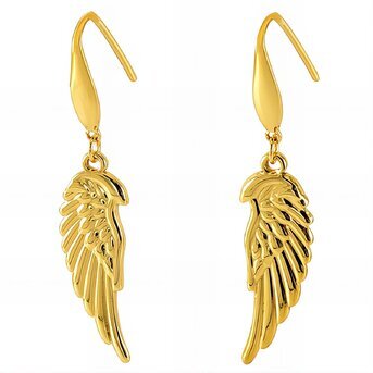 18K gold plated Stainless steel  "Feathers" earrings, Intensity