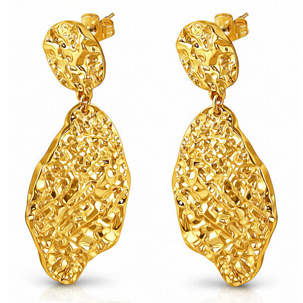 Earrings, 18K Gold Plated Steel